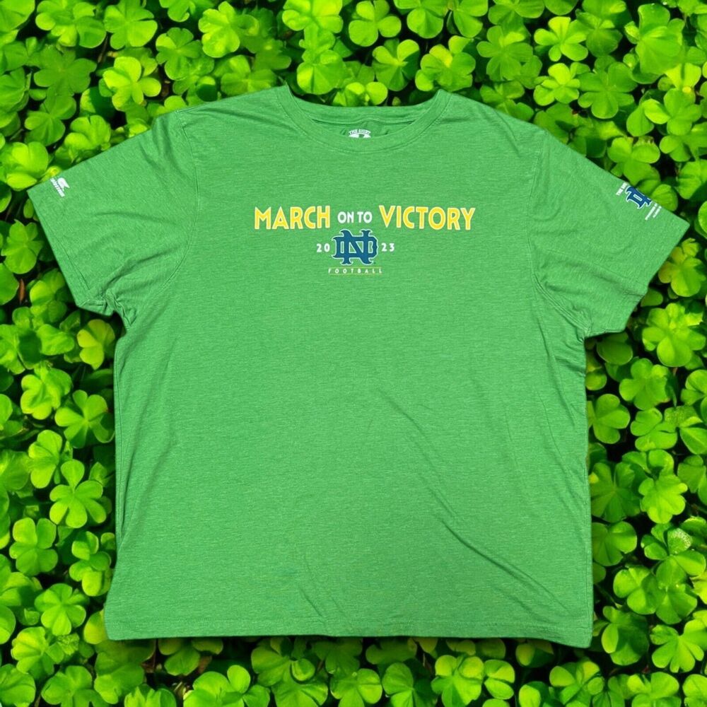 Notre Dame Football 2023 Irish Green Tradition T-Shirt Men 4XL Rally Victory EUC